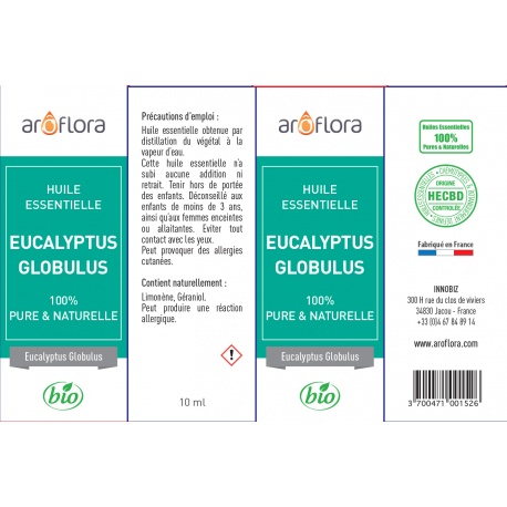 Huile essentielle d'Eucalyptus globulus 100% pure et naturelle, 10 ml