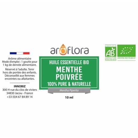 Huile essentielle de Menthe poivrée 100% pure et naturelle, 10ml
