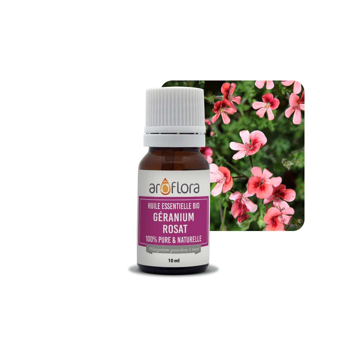 Huile essentielle BIO de Géranium rosat 100% pure et naturelle, 10ml