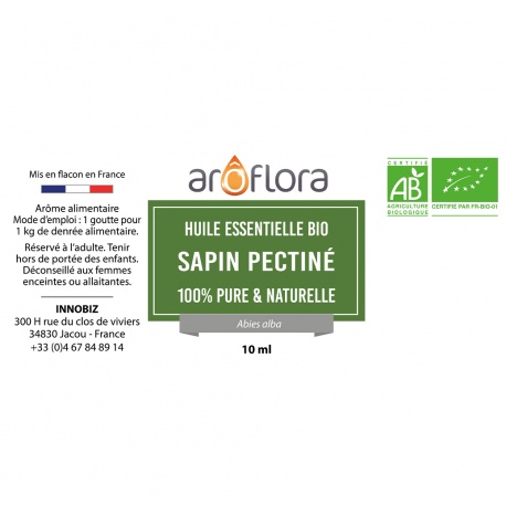Huile essentielle BIO de Sapin pectiné 100% pure et naturelle, 10ml